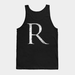 R in Roman White Marble Latin Alphabet Letter Sticker Tank Top